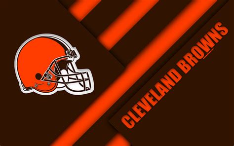 Download wallpapers Cleveland Browns, 4K, logo, NFL, brown orange abstraction, material design ...