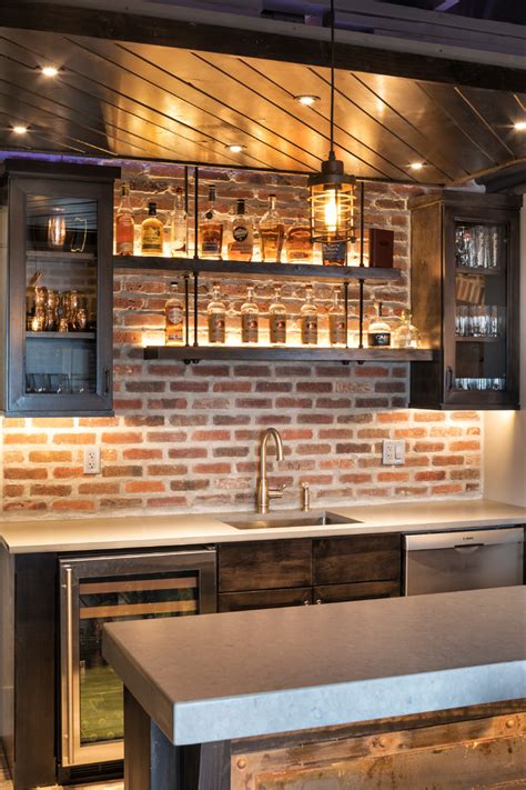 Industral Basement - Industrial - Home Bar - Chicago - by Ed Saloga Design Build | Houzz