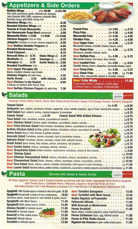 Pizza Roma Quakertown menu in Quakertown, Pennsylvania, USA