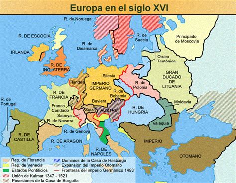 Historia de España: Mapa de Europa S. XVI.