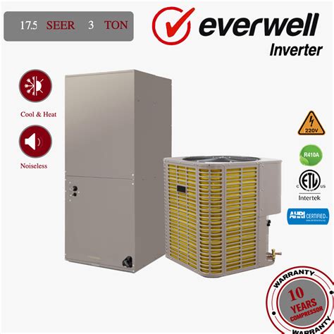 Everwell 34500 Btu 17.5 Seer 220v Inverter Ducted Central Split Air ...