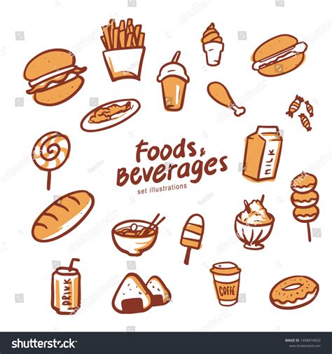 Food Beverage Set Illustration Stock Vector (Royalty Free) 1498874633 | Shutterstock