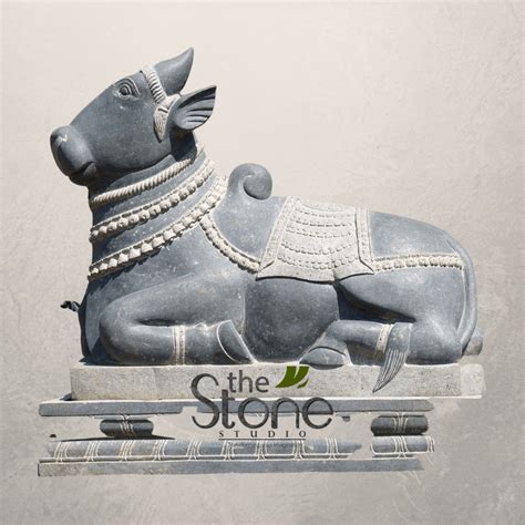 Nandi Statue in Black Designed Stone 2ft - The Stone Studio