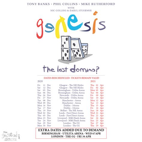 Tour dates – Genesis – The Last Domino tour – 2021 – The Genesis Archive