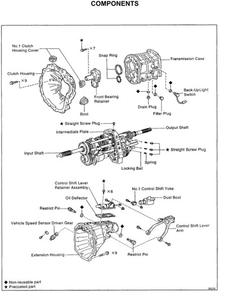 Component parts removal - W58 manual transmission - Toyota Supra A8...