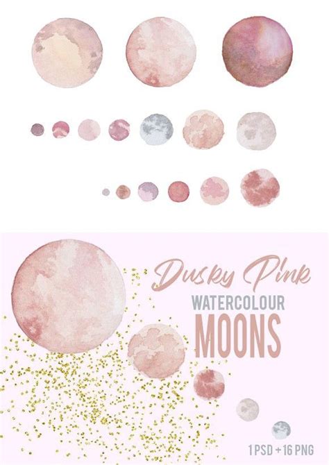 Dusky Pink Watercolor Moons | Watercolor moon, Pink watercolor, Watercolor