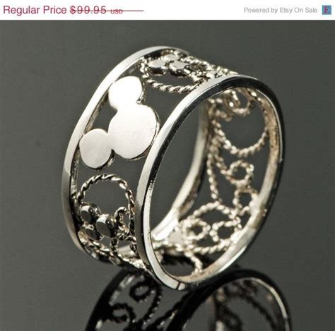 ON SALE Mickey Mouse Ring - Filigree Ring - Disney Ring - Men's Ring - Thumb Ring - Argentium ...