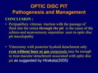 OPTIC DISC PIT Pathogenesis and Management