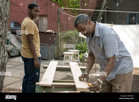 Denzel Washington plays Troy Maxson and Jovan Adepo plays Cory in Fences from Paramount Pictures ...