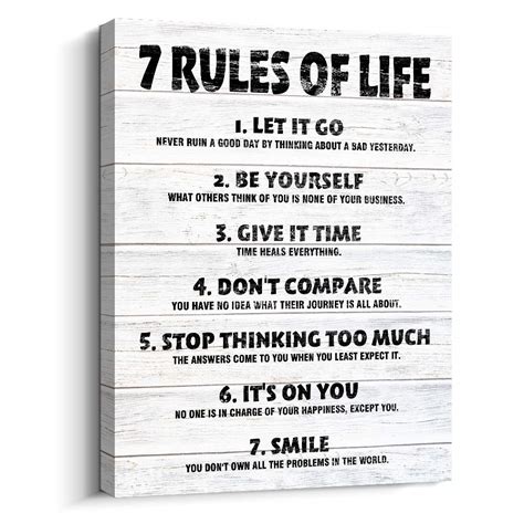 Pigort Motivational Quotes Wall Decor 7 Rules of Life Inspirational ...