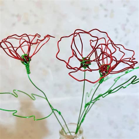 Handmade colored wire flowers / wire tulips / wire poppy | Etsy