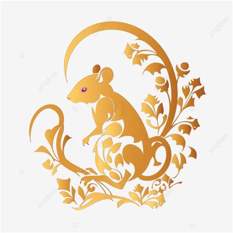 Twelve Zodiac Rat Gold Foil Elements Hand Painted, Chinese Zodiac, Gold ...