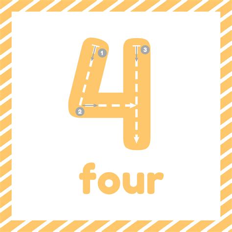 Cute colorful children flashcard with tracing. Learn how to write number four for kids 23733902 ...