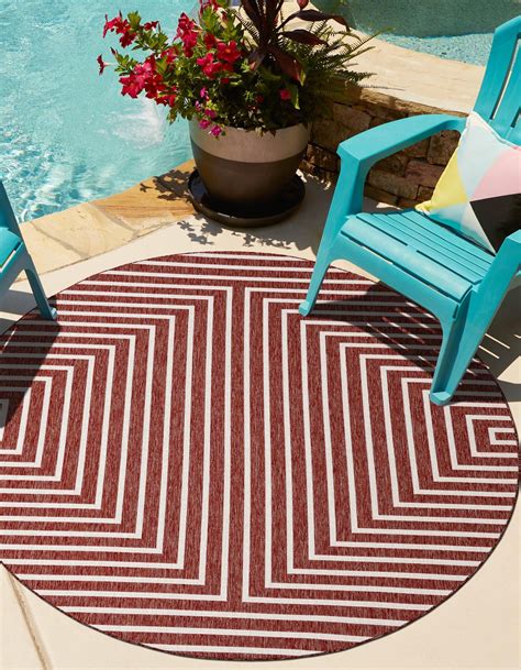 Rust Red 6' x 6' Modern Outdoor Round Rug | Rugs.com