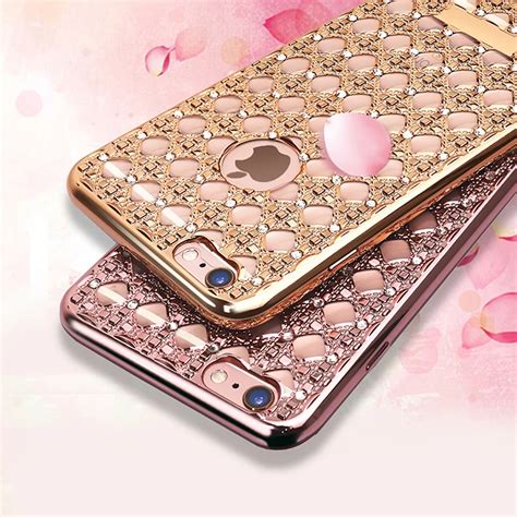 Fashion 6 6s Bling Diamond Case For Iphone 5 5s SE 6 6s Plus Plating Agate Crystal Gemstone ...