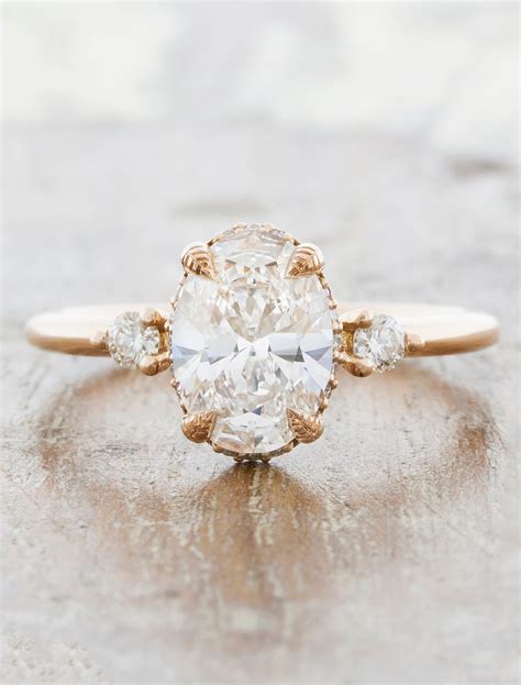 Lebow: Vintage-inspired Oval Diamond engagement ring in Rose Gold | Ken & Dana