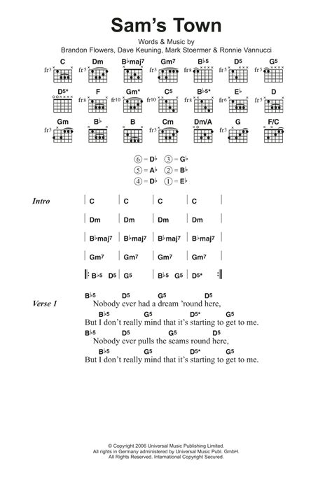 Sam's Town by The Killers - Guitar Chords/Lyrics - Guitar Instructor