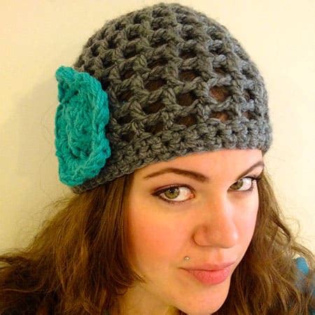 Colorful Big Flower Free Crochet Hat Easy Pattern
