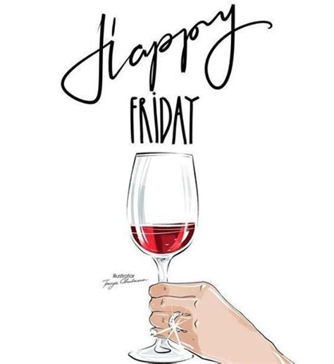 Cheers to Friday and Wine! 🍷🍷 Aloha Friday, Hello Friday, Friday Illustration, Illustration ...