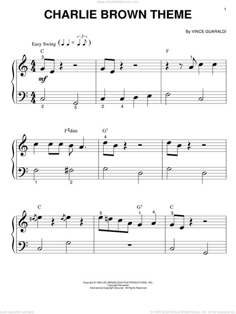 Charlie Brown Theme sheet music for piano solo (big note book)