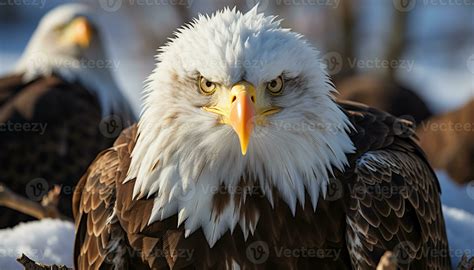 Majestic bald eagle perching, symbol of freedom, strength, and ...