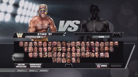 WWE 2K15:Character Select Screen Including All Overall Ratings DLC Packs Roster - YouTube