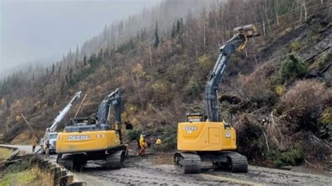 Yukon's North Klondike Highway opens to single lane traffic after crews clear landslide debris ...