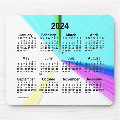 2024 Color Point Calendar by Janz Mouse Pad | Zazzle | Custom calendar ...