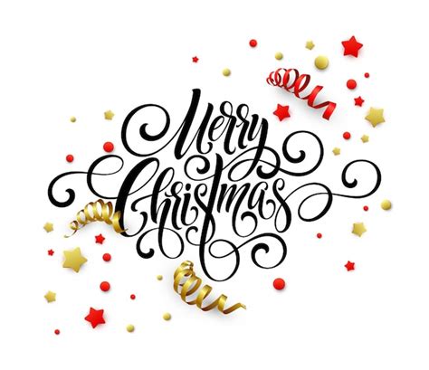 Premium Vector | Merry christmas handwriting script lettering, christmas congratulatory card ...