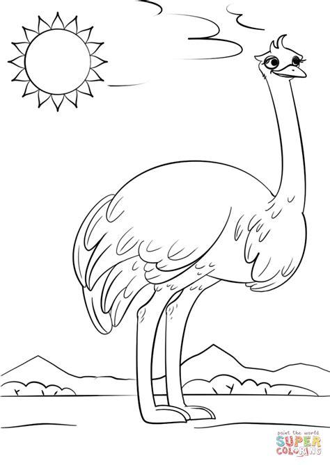 Cartoon Ostrich coloring page | Free Printable Coloring Pages