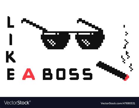 Like a boss pixel isolated concept meme gangster Vector Image