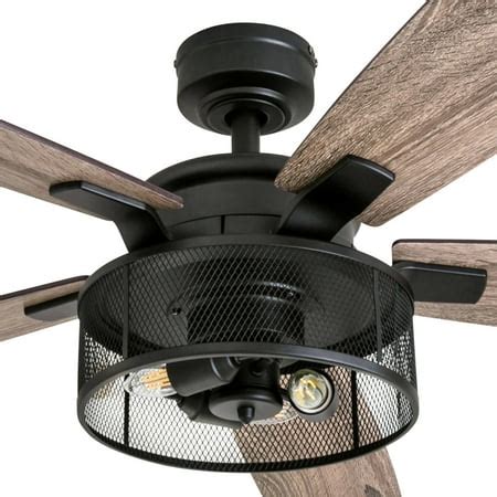 Honeywell Carnegie 52" Matte Black LED Industrial Ceiling Fan with ...