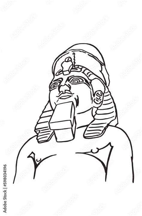 Graphical sketch of the ancient Egyptian pharaoh of the Fourth Dynasty Khafre isolated on white ...