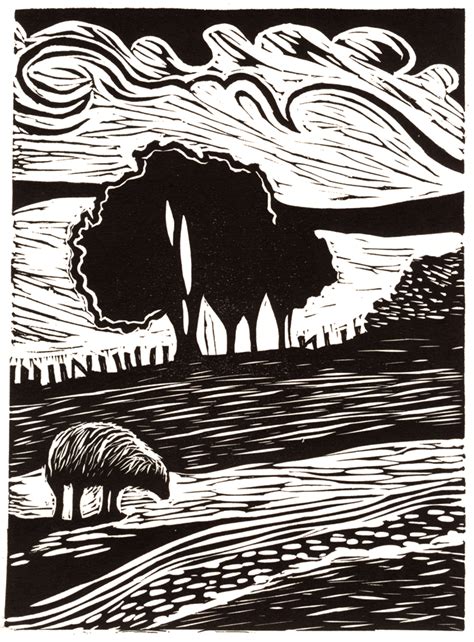 Welsh landscape relief print by Lorraine Tolmie. Linocut. www.lorrainetolmie.co.uk # ...