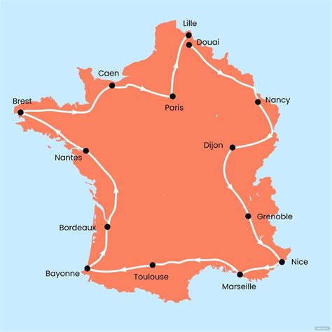 Tour De France Map Clipart in Illustrator, SVG, JPG, EPS, PNG - Download | Template.net