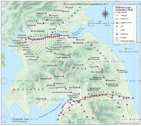 A map of Hadrian’s Wall and the Antonine Wall in Roman Britain : r ...