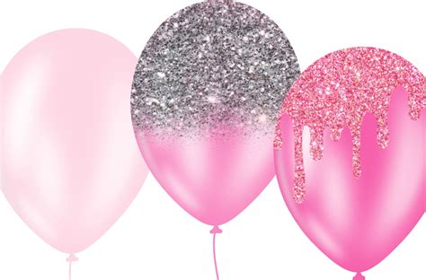 Pink Glitter Balloons Clipart Pink & Silver Glitter Sparkle - Etsy UK