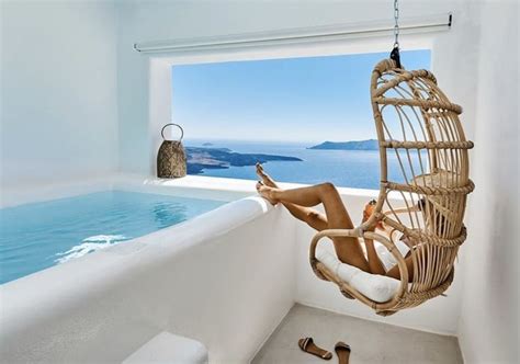 Santorini Greece | Indoor jacuzzi, Santorini, Boho chic decor