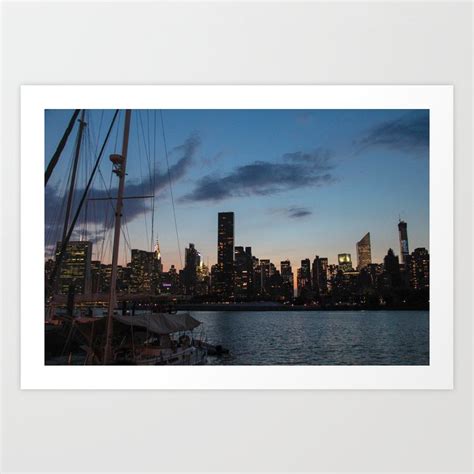 NYC Skyline at Night Art Print by La Voyageuse | Society6