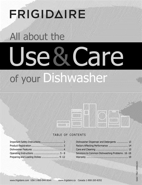 Frigidaire DGBD2432KB1 User Manual DISHWASHER Manuals And Guides L0908605