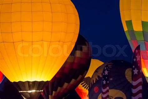 Hot Air Balloon Night Glow | Stock image | Colourbox