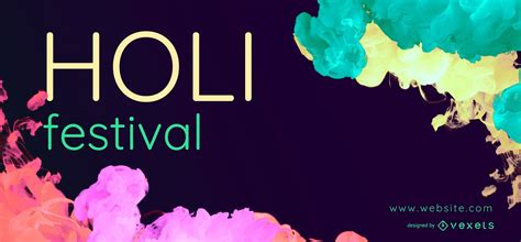 Holi Festival Web Banner Design Vector Download