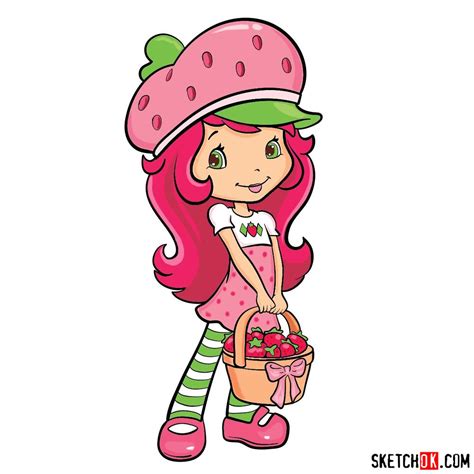 How to draw Strawberry Shortcake (2009) - Sketchok easy drawing guides