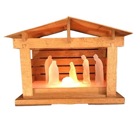 VINTAGE CHRISTMAS NATIVITY Manger Stable Scene Creche Christmas LIGHTED - AS-IS $55.11 - PicClick