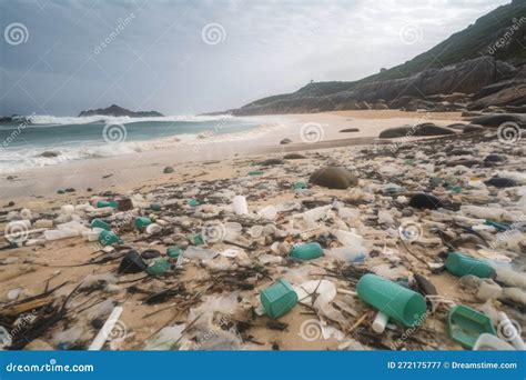 Beach Pollution. Plastic Bottles and Other Trash on the Beach ...