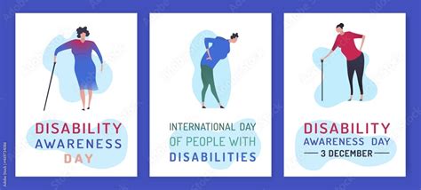 International disability day. Portrait posters set. Editable vector illustration Stock Vector ...