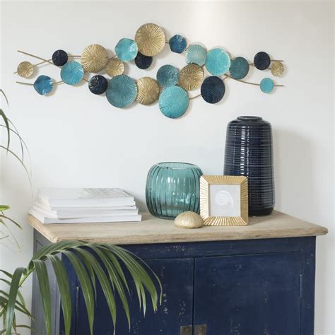 Wanddecoratie van blauw en goudkleurig metaal 92x30 KEHA | Maisons du Monde | Parement mural ...