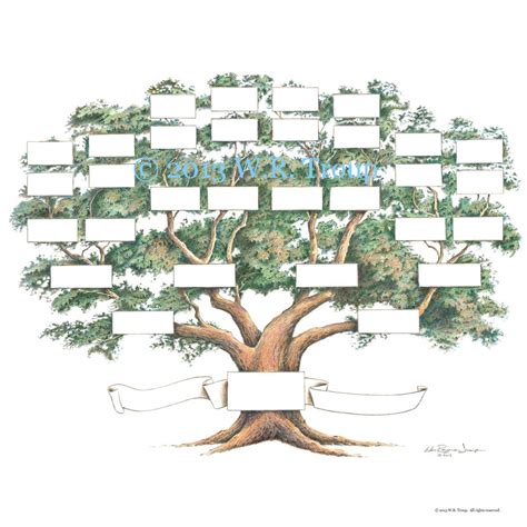 Family Tree Scrapbook Chart 12x12 Displays 5-6 Generations by Raymon ...