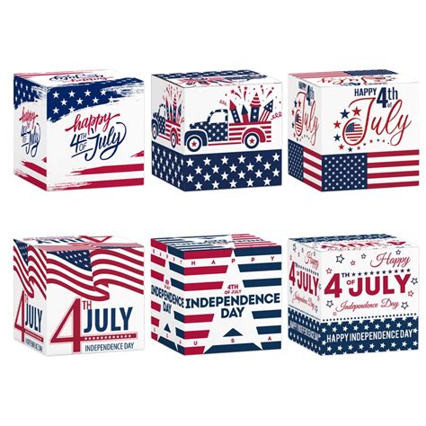 12 Patriotic Gift Boxes July 4th With ASA US Flag Printed Independence ...