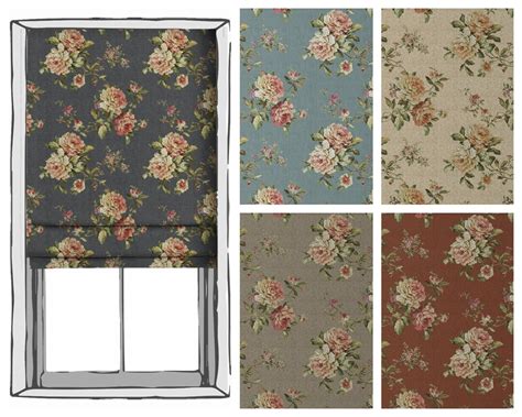 Floral Roman Shades. 7 Colors, 3 Fold Styles. Blackout Lining Option. Custom Window Blinds for ...